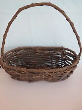 Very Old PRIMITIVE Willow GATHERING BASKET Handled Basket 15