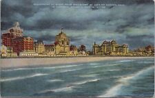 State View~Atlantic City NJ @ Night~Beach From Shelburne To Haddon~Vintage PC picture