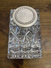 Antique Sterling Silver Heavy Crystal Glass Inkwell Monogrammed Marked W & S picture