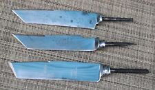 Lot of 3 Reclaimed Vintage Steel Knife Blades Reshaped Tanto Stainless & Carbon picture