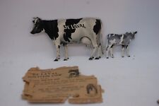 VINTAGE DELAVAL METAL HOLSTEIN COW AND CALF & ENVELOPE picture