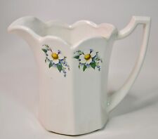 Vintage Art Pottery McCoy Pitcher White Daisy Scalloped Top Edge #7533 1970s picture