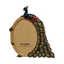 Pier 1 Imports Oval Peacock Picture Frame Enamel Jewels 3.5