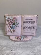 Vintage Norcrest Ceramic Lord’s Prayer Pink Planter Vase Roses Open Book Flowers picture