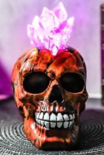 Ebros Colorful LED Light Mohawk Crystal Hair Inferno Red Devil Skull Figurine picture