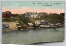 1908 Postcard Swimming Schools As Seen From Bridge Milwaukee Wisconsin WI picture