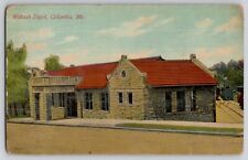 Wabash Railroad Train Depot Columbia MO Antique Vtg Postcard 1910 Street View picture