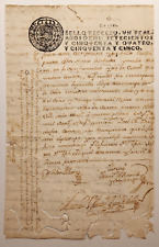 ANTIQUE SPANISH COLONIAL  DOCUMENT /FERDINAND VI - SELLO 3RO UN REAL / 1754 picture