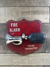 Vintage “Hand Operated” Fire Alarm “Crown Metal Bicycle Horn Mounted On A Shield picture