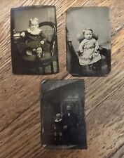 Group Of 3 Antique Victorian Tin Types Children picture