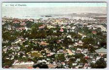 1910-20's HONOLULU HAWAII AERIAL BIRD'S EYE VIEW SOUTH SEAS CURIO CO POSTCARD picture