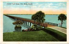 C.1920s Fort Myers, FL Tamiami Trail Bridge. Palm Trees Florida Postcard 4-28 picture
