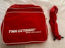 Vintage TWA Shoulder Travel Bag Carry On Trans World Airlines 70s Red Purse picture