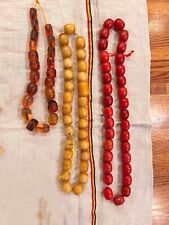 3x Antique Old Bakelite faturan  amber Tasbih Masbaha Rosary Beads 600g picture