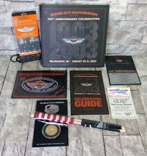VTG Harley Davidson 100TH Anniversary Gift Set Flags Patch Coin Pin Admission  picture
