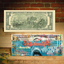 JAWS Great White Killer Shark $2 U.S. Bill Pop Art HAND-SIGNED by Artist Rency picture