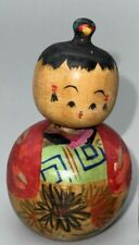 Vintage Bobble head Mini kokeshi doll rare 2.25” Tall X 1.25” Wide picture