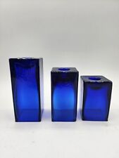 3 PCS Cobalt Blue Candle Stick holder’s and vases REVERSIBLE picture