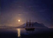 Oil painting Sailing-Ship-off-the-Crimean-Coast-in-the-Moonlight-Ivan-Constantin picture