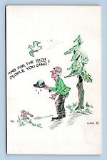 Bird Will Not Sing for Poor Artist Signed Elmer Anderson Comic UNP  Postcard K13 picture