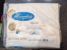 Vtg NOS Alexander's Combed Cotton Percale Double Bottom Flat Sheet White SEALED picture