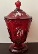 Fenton Beautiful Christmas Holly Ruby Covered Candy Dish picture