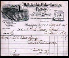 1907  Philadelphia Baby Carriage Factory - Rare History Letter Head Bill picture