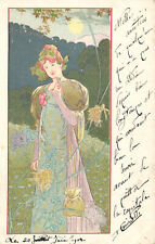 PC ARTIST SIGNED, RIQUER, ART NOUVEAU, FLOWERS, Vintage Postcard (b52162) picture