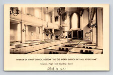 RPPC Christ Church Old North Interior Chancel Pulpit Etc Boston MA Postcard picture