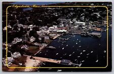 Edgartown Massachusetts Aerial View Marthas Vineyard Island Waterfront Postcard picture