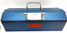 Vintage All Metal M-19 Duplex Blue Portable Tool Box Easy lift Handles and TRAY picture