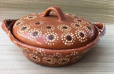 Vintage Tlaquepaque Mexican Pottery Terracotta Red Clay Covered Casserole Dish picture