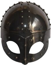 Black Antique Plated Medieval Viking Mask Helmet with Liner & Strap adult Helmet picture