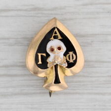 Gamma Alpha Phi Skull Spade Badge 14k Gold Vintage Greek Sorority Pin picture