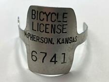 vintage McPHERSON KANSAS Bicycle LICENSE PLATE #6741 picture