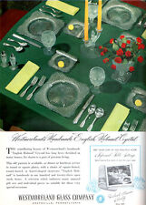 Westmoreland English Hobnail Crystal GOBLETS Square Plates Orig 1951 Magazine Ad picture