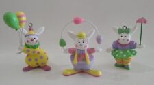 Avon Easter Bunny Clowns Ornaments Lot of 3 Balloon Juggler Parasol 1991 Vintage picture