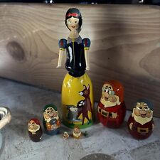 Vintage Snow White And Seven Dwarves Wood Nesting Doll with arms, complete picture