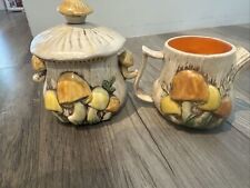 Vintage Arners Mushroom Cream And Sugar Set Orange Yellow picture