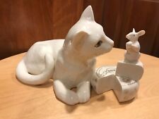 LENOX Making Friends Kitty Cat with Mouse on Cheese 8” Creamy White So Cute picture