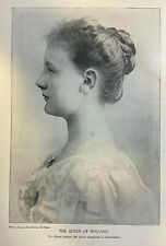 1899 Vintage Magazine Illustration Wilhelmina Queen of Holland picture