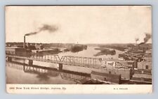Aurora IL-Illinois, New York Street Bridge, Antique Vintage Souvenir Postcard picture