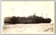 Postcard RPPC Unidentified Steam Ship w People on Deck picture