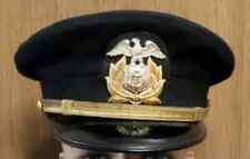 WW II US MERCHANT MARINE I'd OFFICER'S VISOR DARK BLUE HAT CAP picture