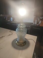 Vintage Crystal Glass Ginger Jar Table Lamp MCM Urn Asian Chinoiserie 26