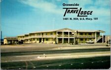 Oceanside California Camp Pendleton Travel Lodge 1950's Cars Hwy 101 Postcard  picture