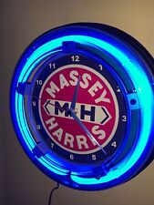 Massey Harris Farm Tractor Barn Advertising Neon Wall Clock Sign picture