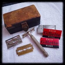 Vintage Gillette Razor Kit, Unused Blades & Case  picture