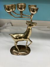 Vintage Brass Reindeer Elk Candelabra 6 Candle Holder 13” Tall picture