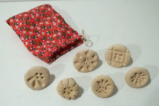Set of 6 Vintage Stoneware Cookie Stamps w/Storage Bag - SALE picture